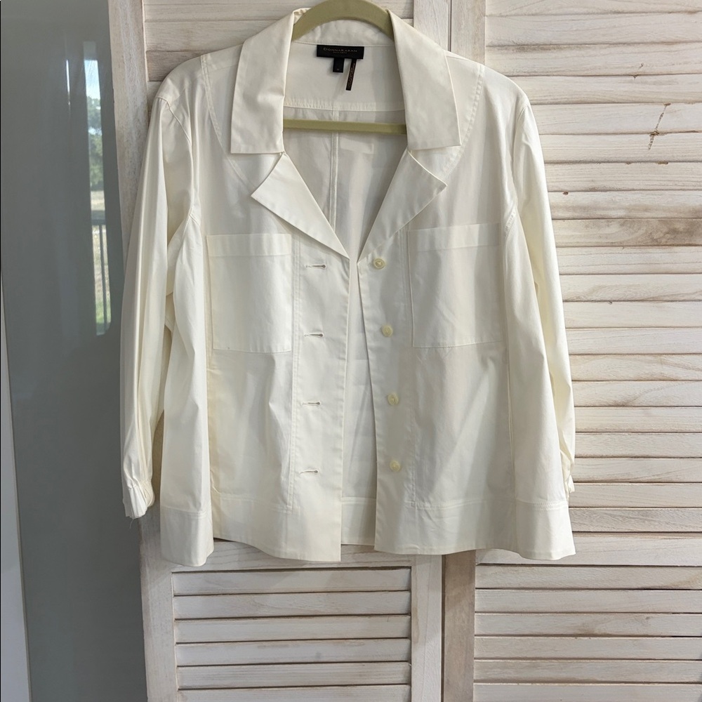 Donna Karan White Button Down Lightweight Cotton … - image 2